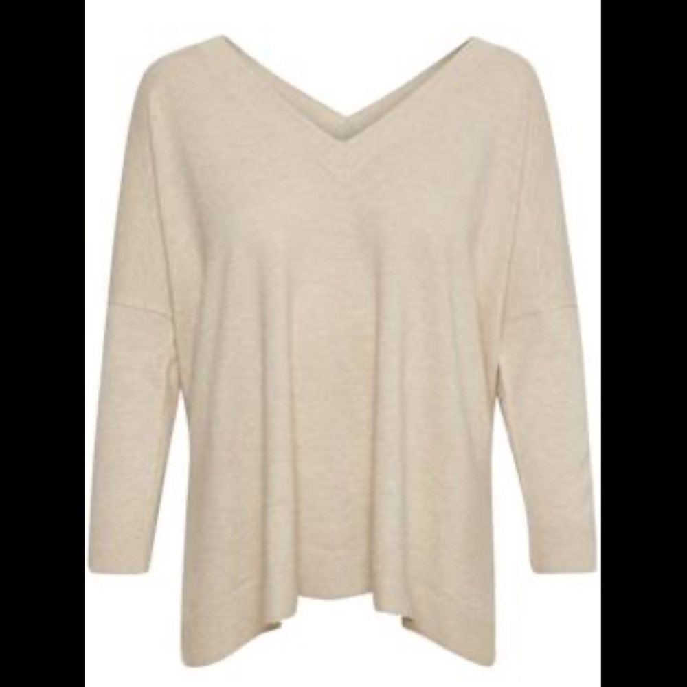 Part Two Leisure Sz XS Vivian Beige Double V Neck Pullover